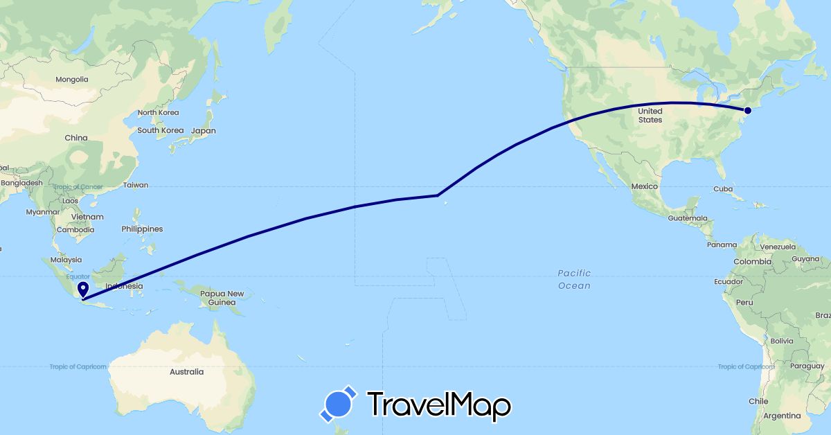 TravelMap itinerary: driving in Indonesia, United States (Asia, North America)